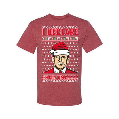 Ugly Xmas Graphic  T-shirt  Office TV Michael Scott I Declare Christmasss Ugly Christmas T-shirt  Ugly Christmas  Men's T-Shirt