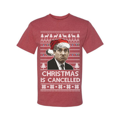 Men's Ugly T-shirt for Christmas  Shirt Michael Scott Office "Christmas Is Cancelled" Ugly Christmas T-shirt  Ugly Christmas  Men's T-Shirt