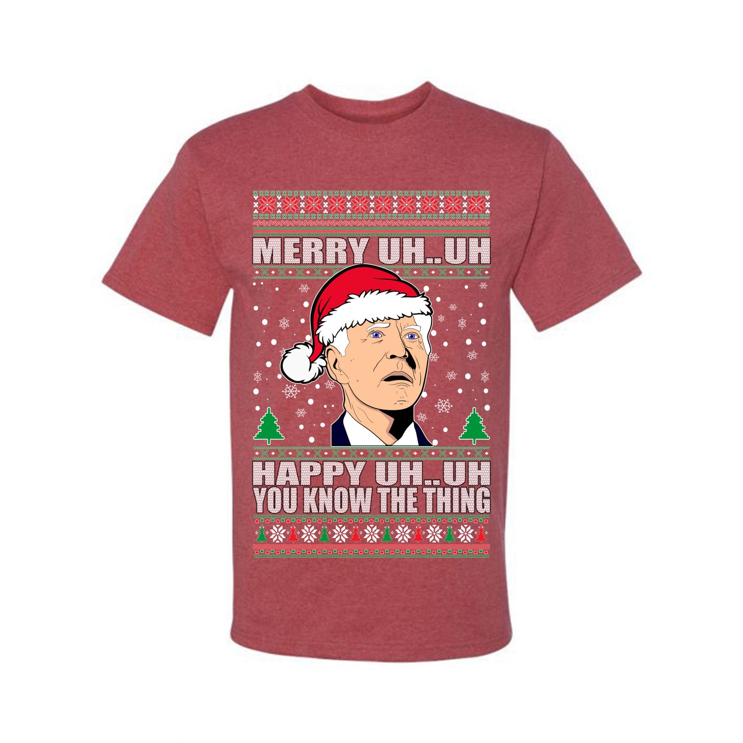 Funny Graphic  Ugly Xmas Holiday T-shirt "Merry UH UH You Know The Thing" Anti Joe Biden Confused Sleepy Old Ugly Christmas T-shirt  Ugly Christmas  Men's T-Shirt