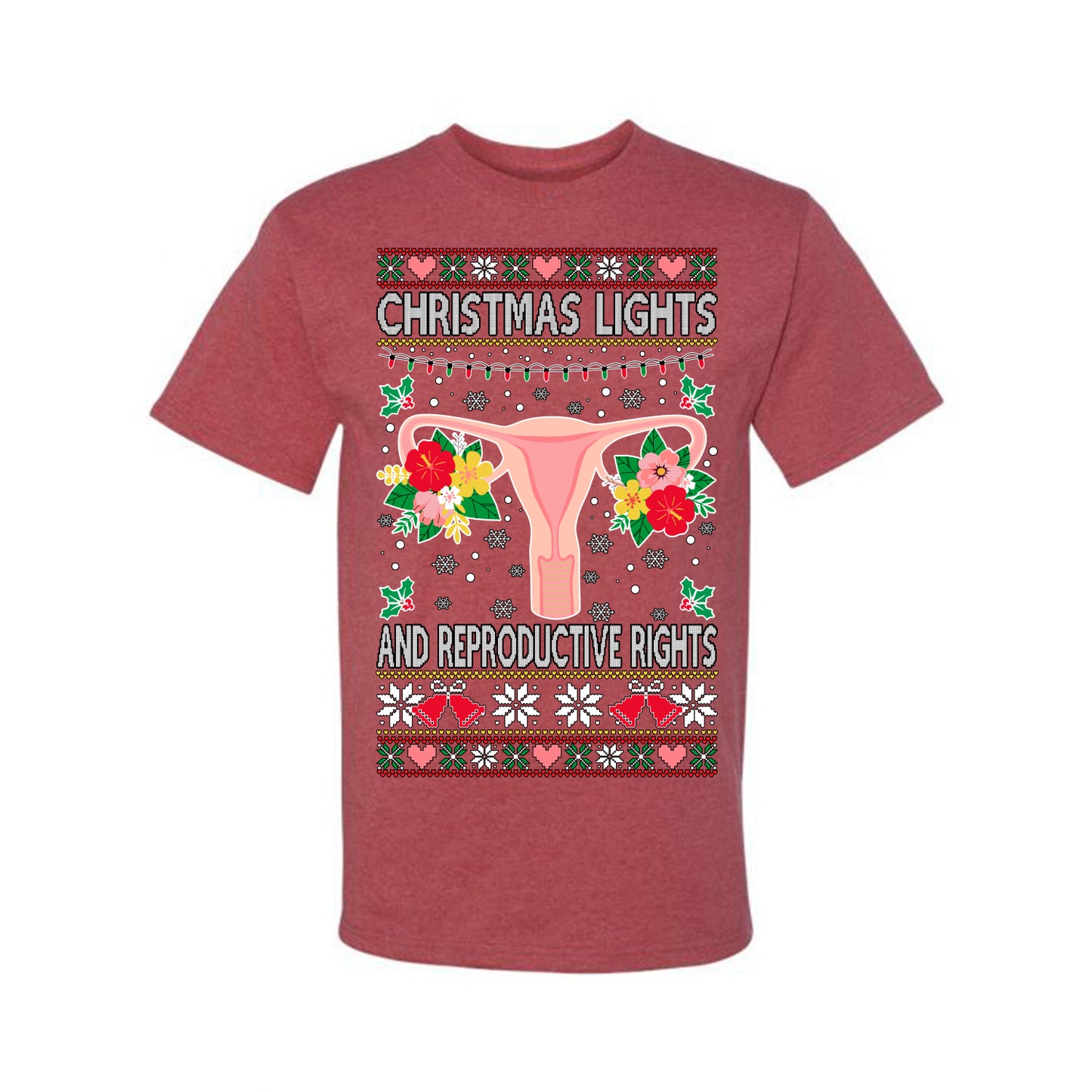 Ugly Christmas T-shirt Graphic  , Christmas Lights & Reproductive Rights Ugly Christmas T-shirt  Ugly Christmas  Men's T-Shirt