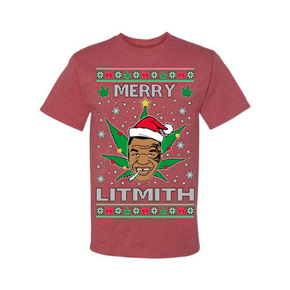 Ugly Xmas  T-shirt , Merry Lithmith Tyson, Joint Weed Pot Leaf Stoner Ugly Christmas T-shirt  Ugly Christmas  Men's T-Shirt