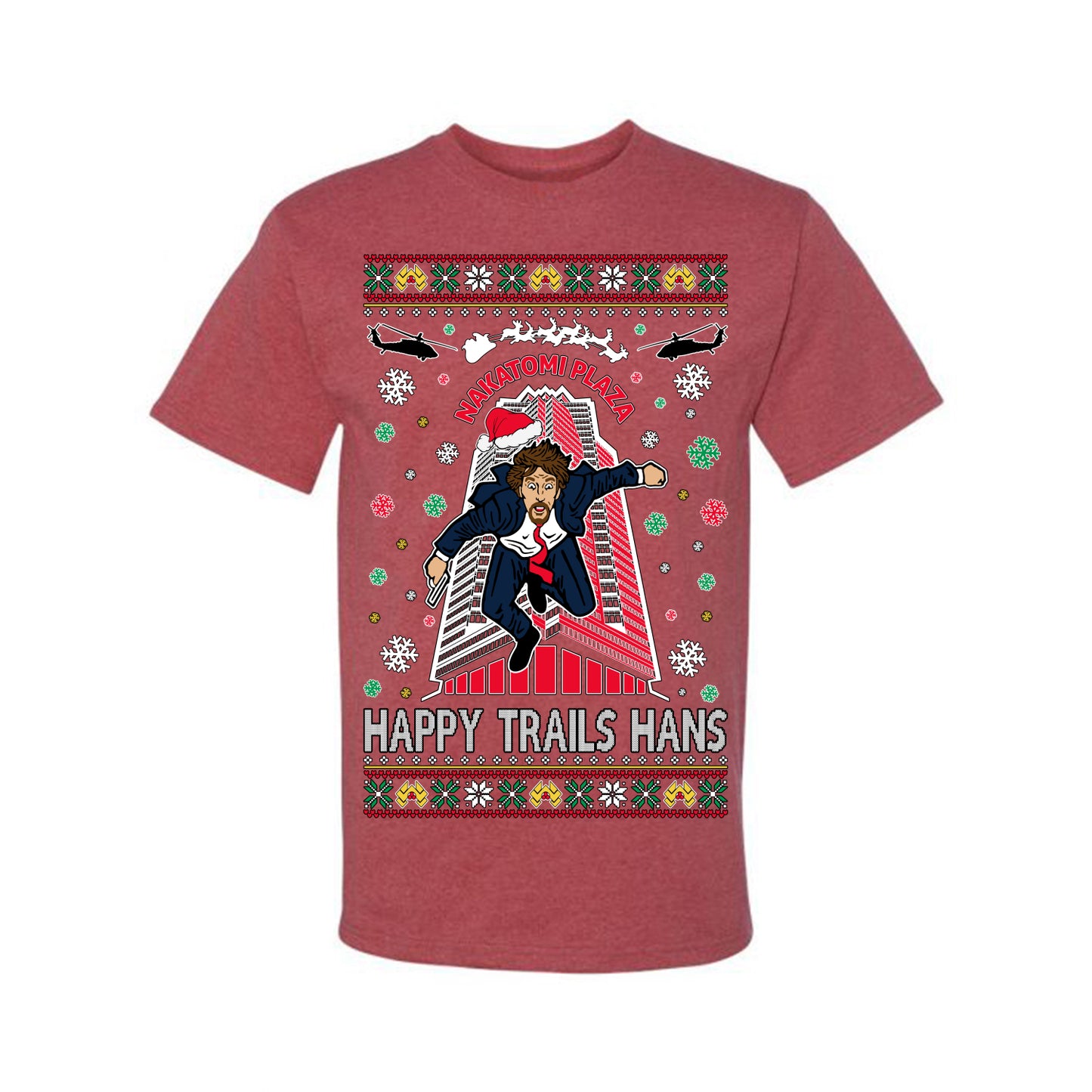Ugly Holiday Nakatomi Plaza Happy Trails Hans Ugly Christmas T-shirt  Ugly Christmas  Men's T-Shirt