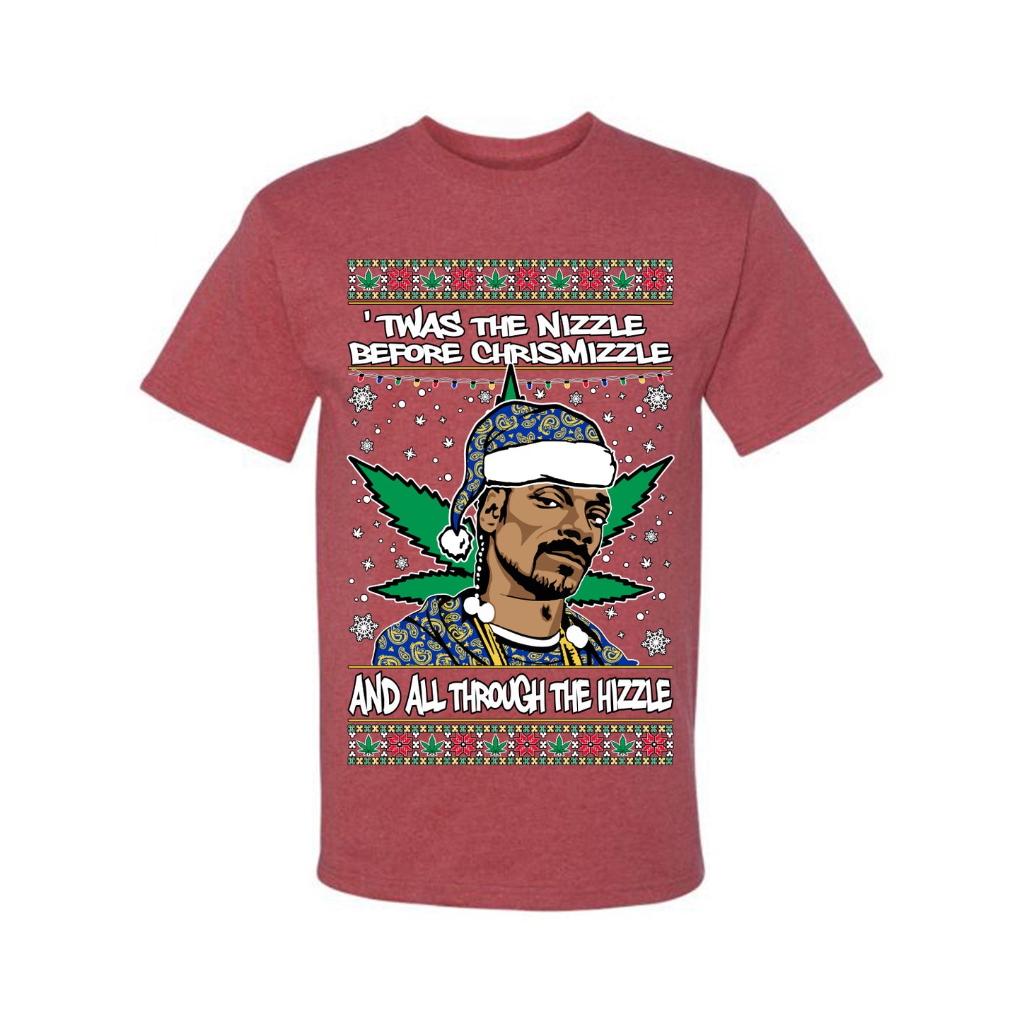 Ugly  Christmas T-shirt "'Twas The Nizzle Before Chrismizzle"  Snoop Xmas Ugly Christmas T-shirt  Ugly Christmas  Men's T-Shirt