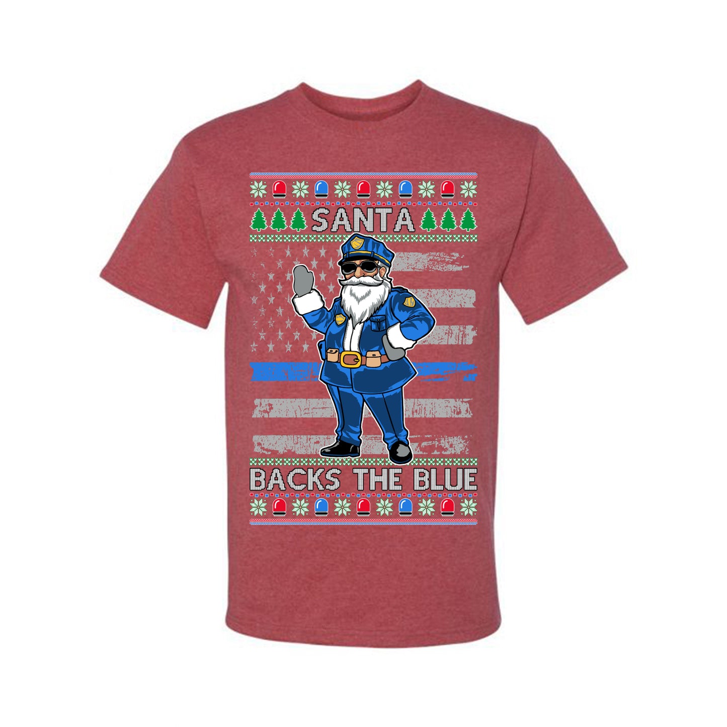 Santa Backs the Blue, Christmas Gifts, Funny Xmas Gift Idea, Ugly Christmas Sweater Men's T-Shirt