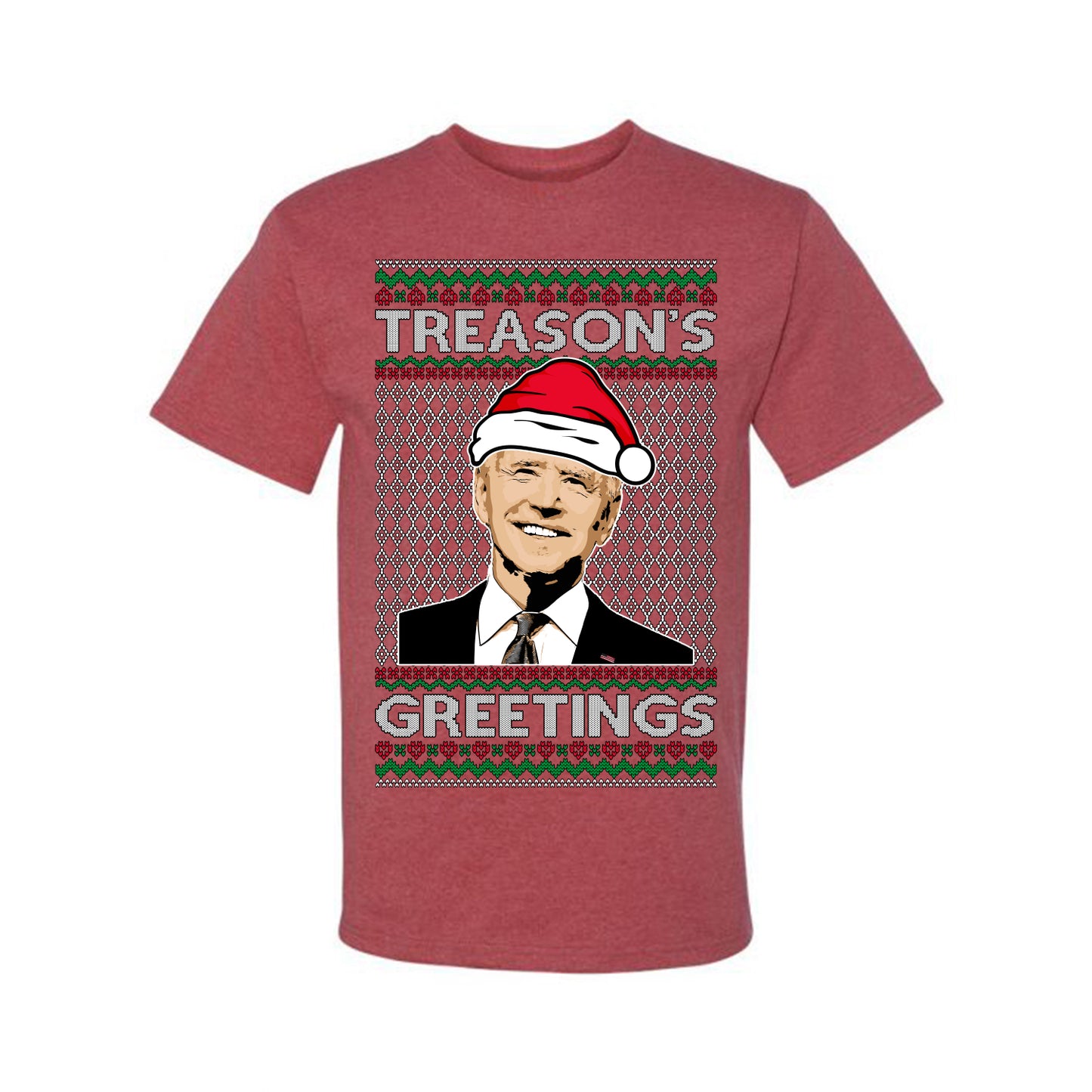 Treason's Greetings Biden President Humor Ugly Christmas Sweater, Christmas Gifts, Funny Xmas Gift Idea, Men's T-Shirt