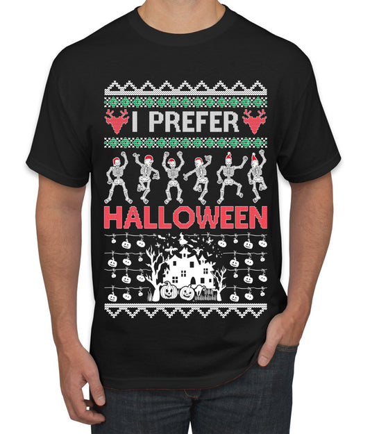 I Prefer Halloween Dancing Skeletons, Xmas Dancers, Christmas Gifts, Funny Xmas Gift Idea, Ugly Christmas  Men's T-Shirt