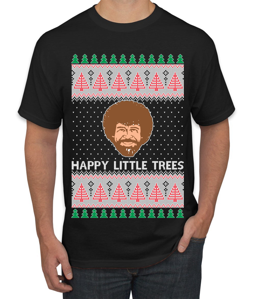 Bob Happy Little Trees Ross Painter, Christmas Gifts, Funny Xmas Gift Idea, Ugly Christmas  Men's T-Shirt