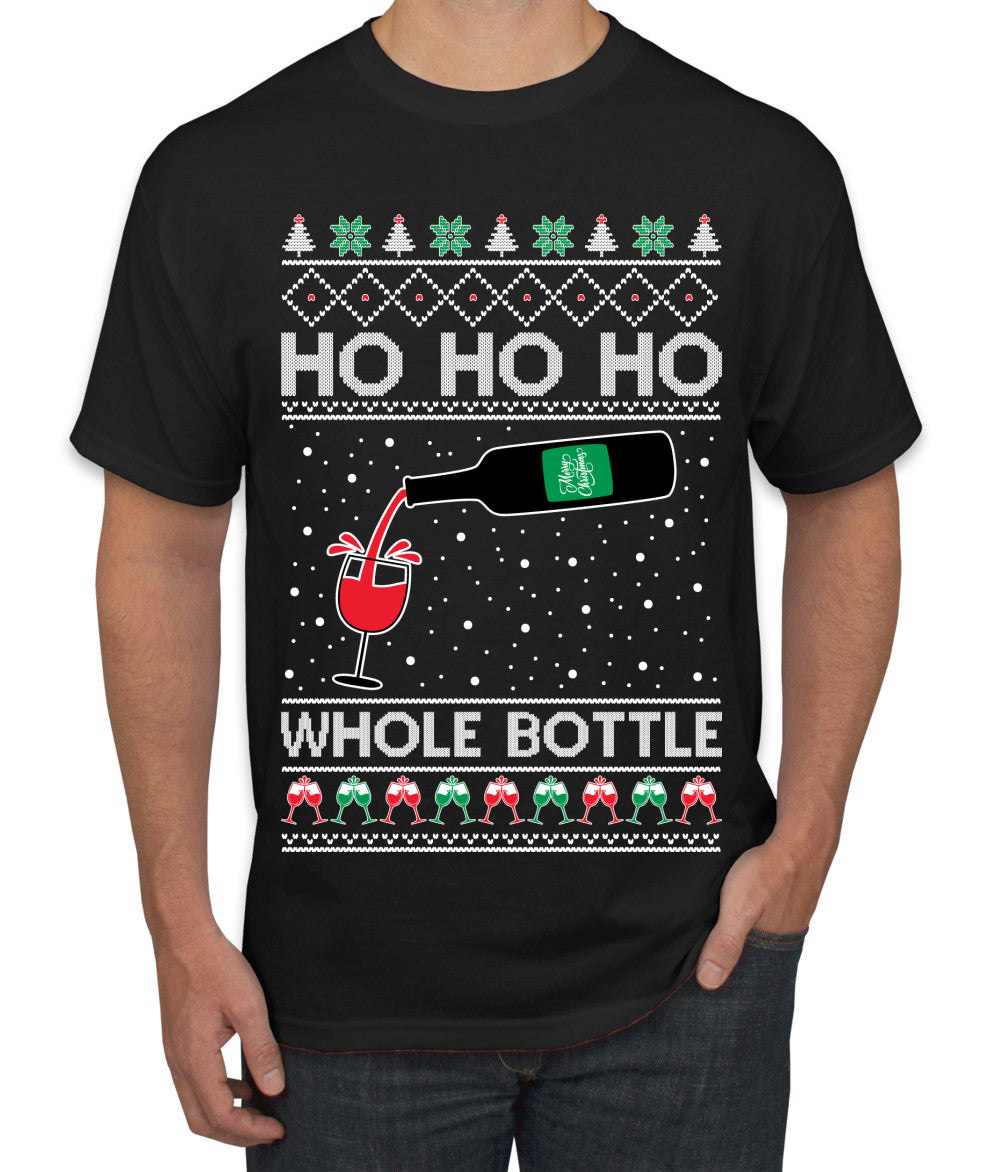 Ho Ho Ho Whole Bottle Wine Spirits, Christmas Gifts, Funny Xmas Gift Idea, Ugly Christmas  Men's T-Shirt
