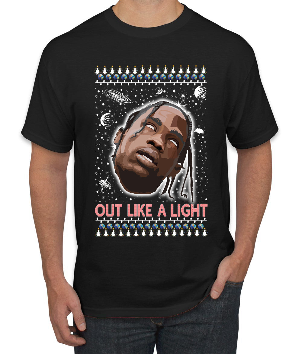 Out Like a Light, Christmas Gifts, Funny Xmas Gift Idea, Ugly Christmas Sweater Men's T-Shirt