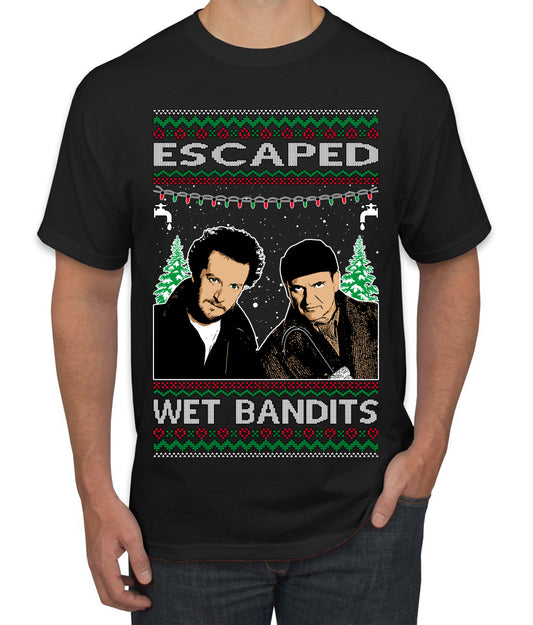 Escaped Bandits Classic Home Holiday Movie, Christmas Gifts, Funny Xmas Gift Idea, Ugly Christmas Sweater Men's T-Shirt