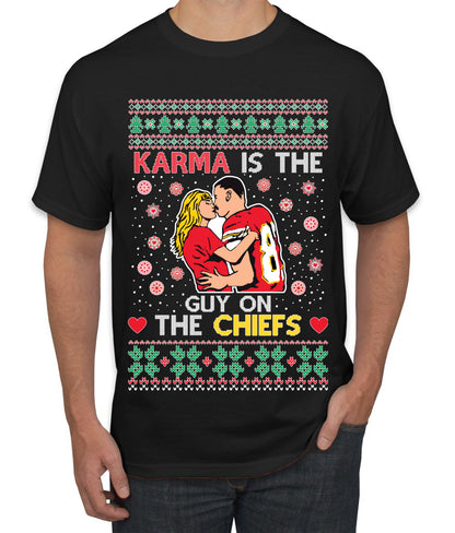 Karma is the Guy on the Football Team, Christmas Gifts, Funny Xmas Gift Idea, Ugly Christmas  Men's T-Shirt