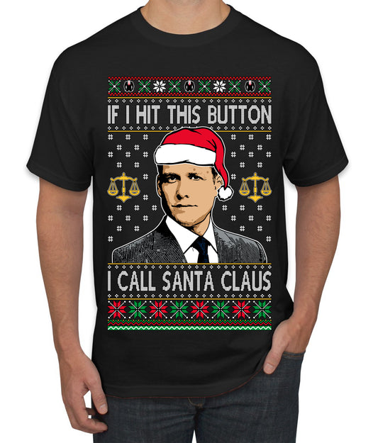 TV Show Parody Harvey Hit This Button I Call Santa Specter, Christmas Gifts, Funny Xmas Gift Idea, Ugly Christmas Sweater Men's T-Shirt