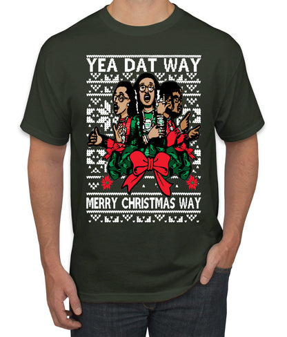 Yea Dat Way Merry Christmas Way, Christmas Gifts, Funny Xmas Gift Idea, Ugly Christmas Sweater Men's T-Shirt