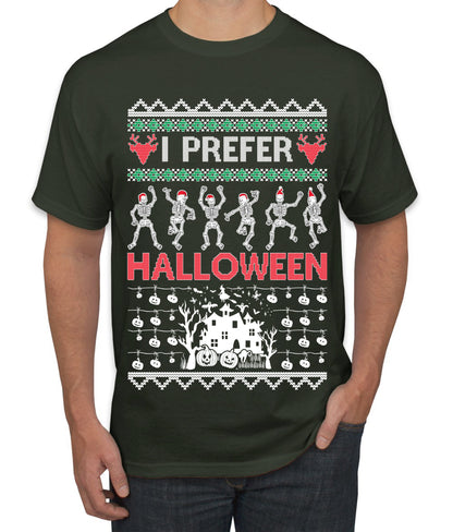 I Prefer Halloween Dancing Skeletons, Xmas Dancers, Christmas Gifts, Funny Xmas Gift Idea, Ugly Christmas  Men's T-Shirt