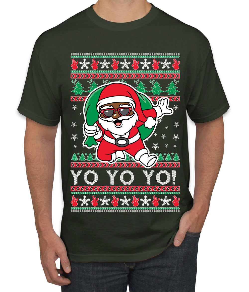 Yo Yo Yo Black Santa, Christmas Gifts, Funny Xmas Gift Idea, Ugly Christmas  Men's T-Shirt