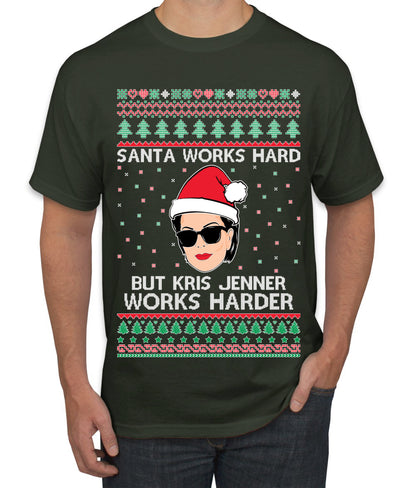 Santa Works Hard But Kris Works Harder Jenner, Christmas Gifts, Funny Xmas Gift Idea, Ugly Christmas  Men's T-Shirt