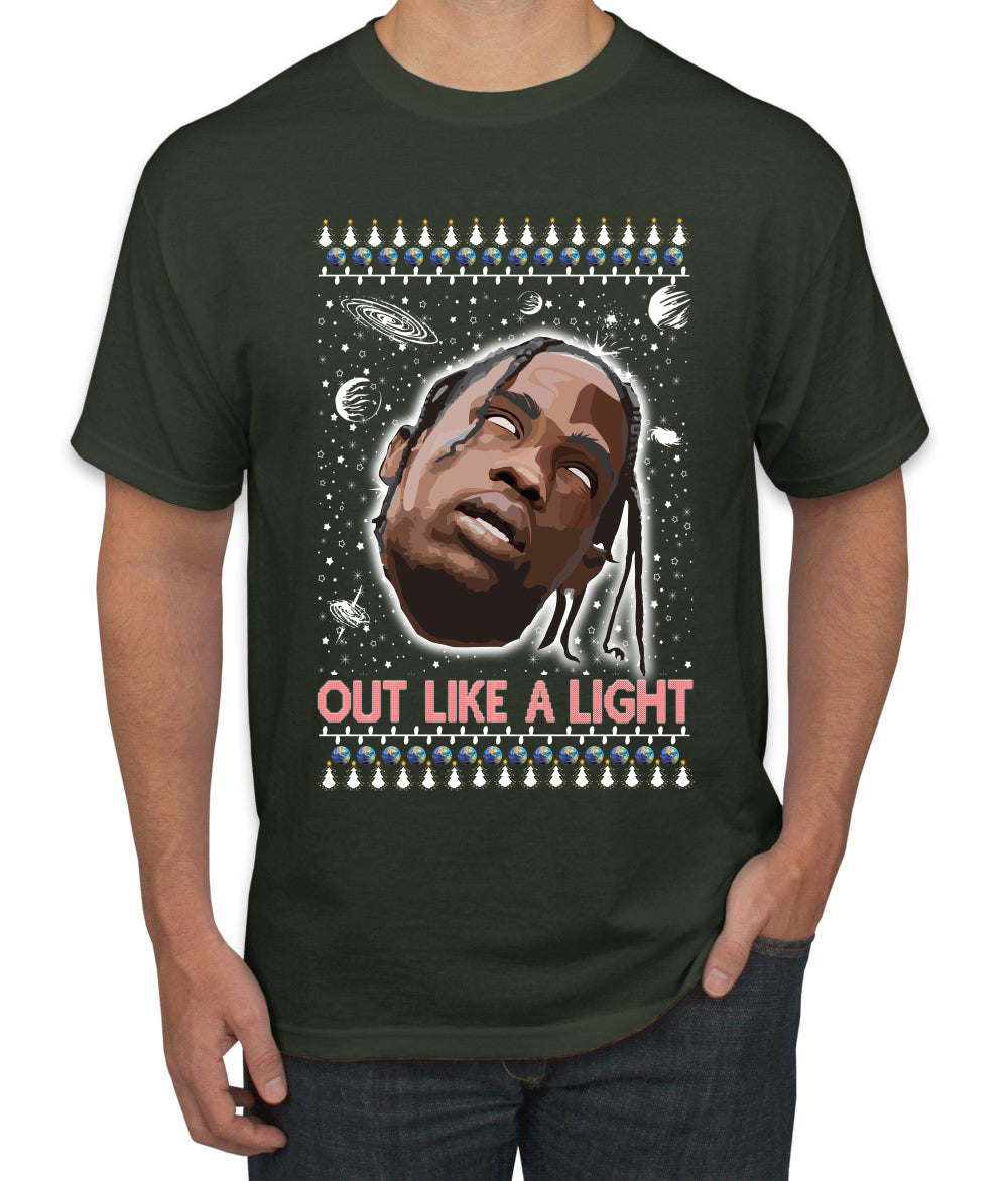 Out Like a Light, Christmas Gifts, Funny Xmas Gift Idea, Ugly Christmas Sweater Men's T-Shirt