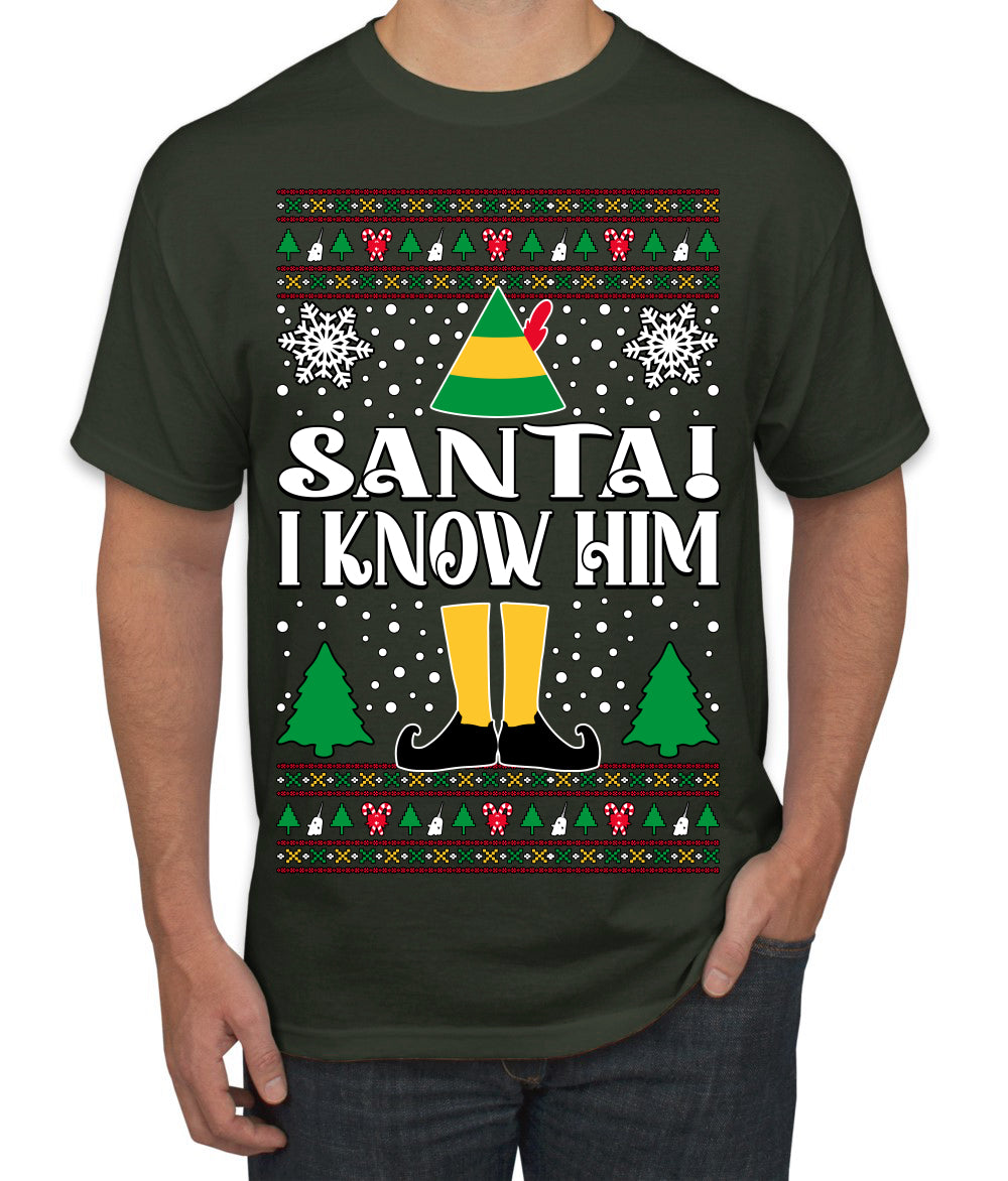 Santa! I Know Him Christmas Movie Quote , Christmas Gifts, Funny Xmas Gift Idea, Ugly Christmas Sweater Men's T-Shirt