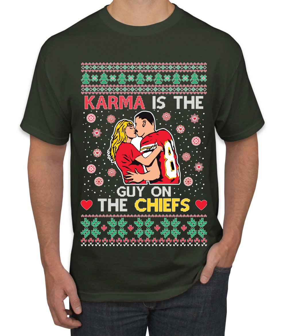 Karma is the Guy on the Football Team, Christmas Gifts, Funny Xmas Gift Idea, Ugly Christmas  Men's T-Shirt