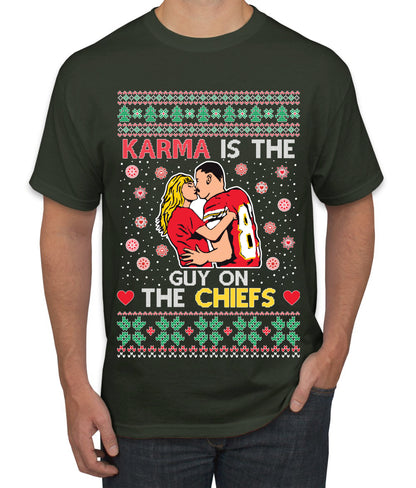 Karma is the Guy on the Football Team, Christmas Gifts, Funny Xmas Gift Idea, Ugly Christmas  Men's T-Shirt