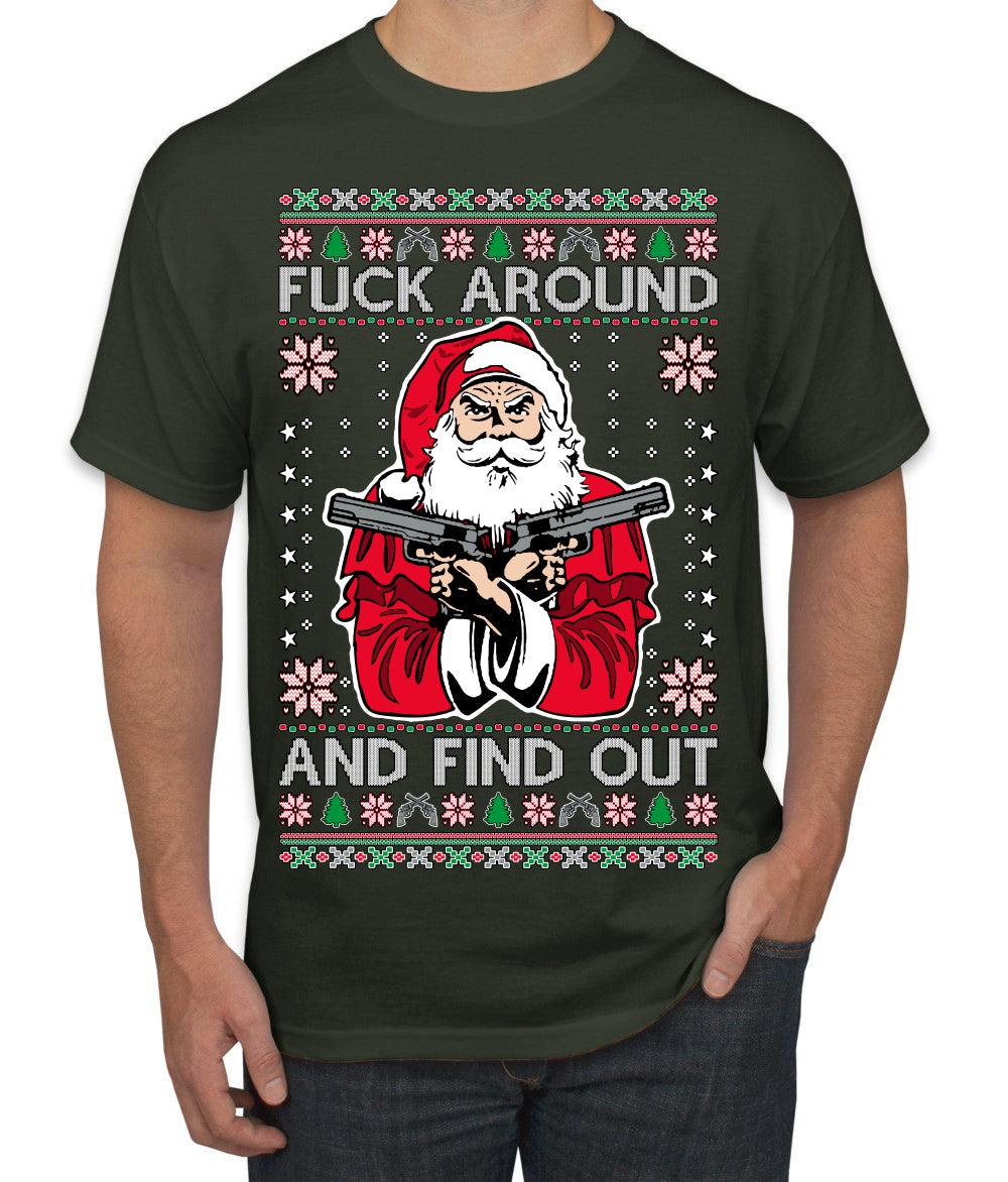 F Around And Find Out Santa, Christmas Gifts, Funny Xmas Gift Idea, Ugly Christmas Sweater Men's T-Shirt