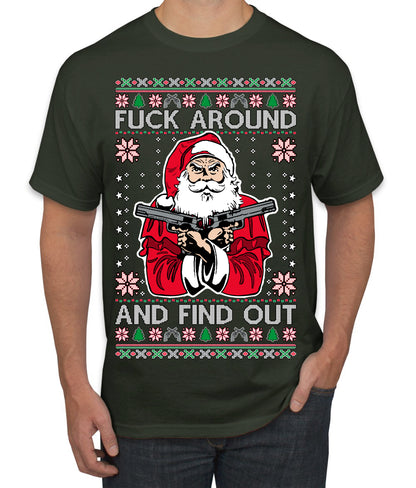 F Around And Find Out Santa, Christmas Gifts, Funny Xmas Gift Idea, Ugly Christmas Sweater Men's T-Shirt
