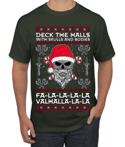 Valhalla Deck The Halls With Skulls & Bodies Movie Xmas Shirt, Christmas Gifts, Funny Xmas Gift Idea, Ugly Christmas Sweater Men's T-Shirt
