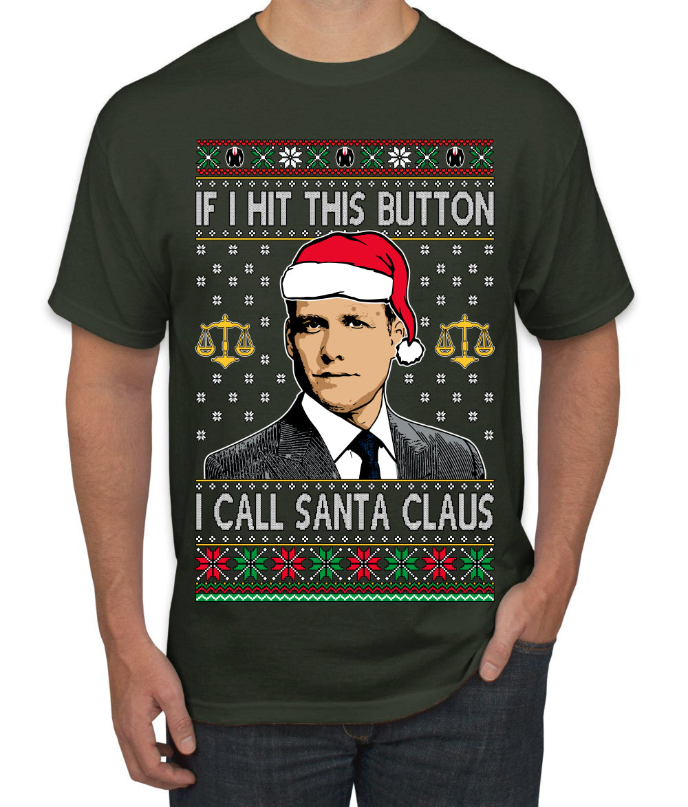 TV Show Parody Harvey Hit This Button I Call Santa Specter, Christmas Gifts, Funny Xmas Gift Idea, Ugly Christmas Sweater Men's T-Shirt