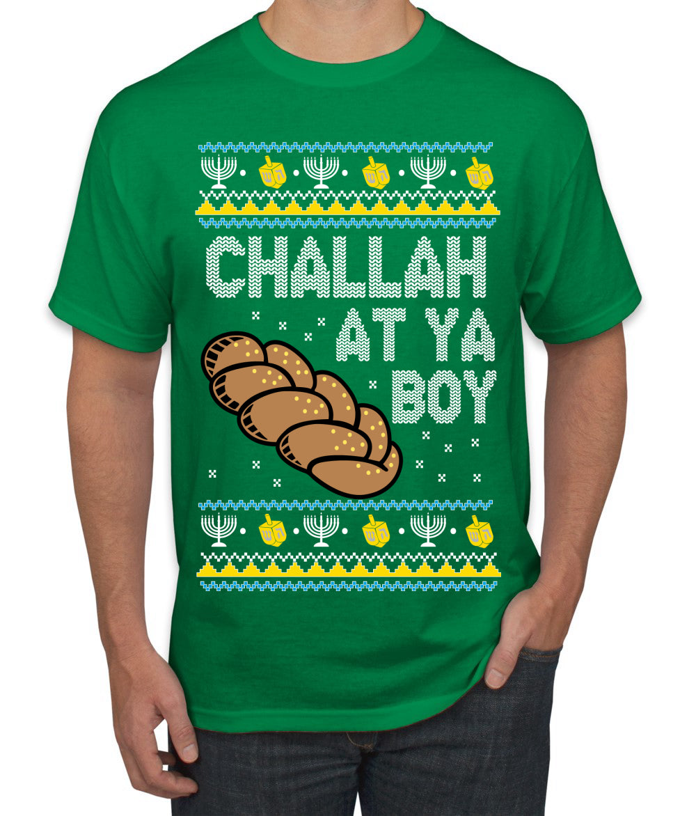 Challah At Ya Boy, Hanukkah Christmas Gifts, Funny Xmas Gift Idea, Ugly Christmas  Men's T-Shirt