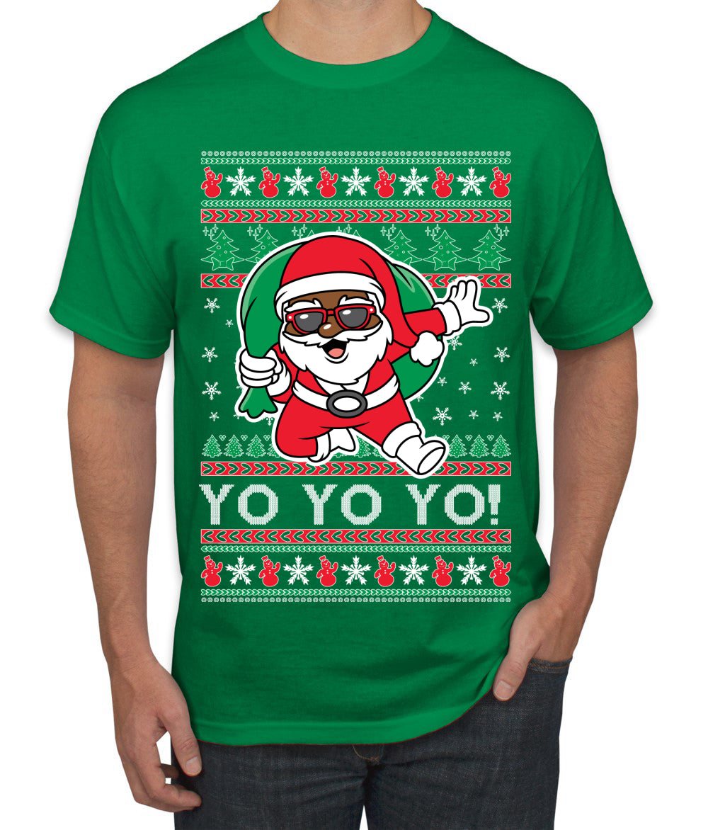 Yo Yo Yo Black Santa, Christmas Gifts, Funny Xmas Gift Idea, Ugly Christmas  Men's T-Shirt