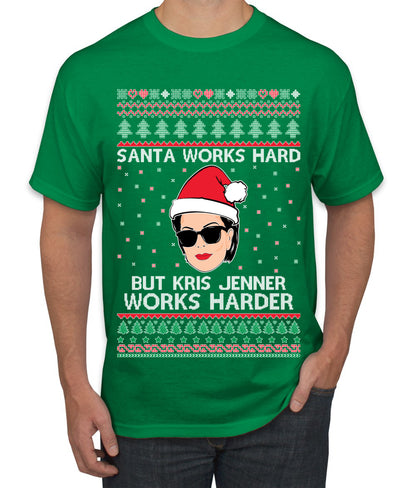 Santa Works Hard But Kris Works Harder Jenner, Christmas Gifts, Funny Xmas Gift Idea, Ugly Christmas  Men's T-Shirt