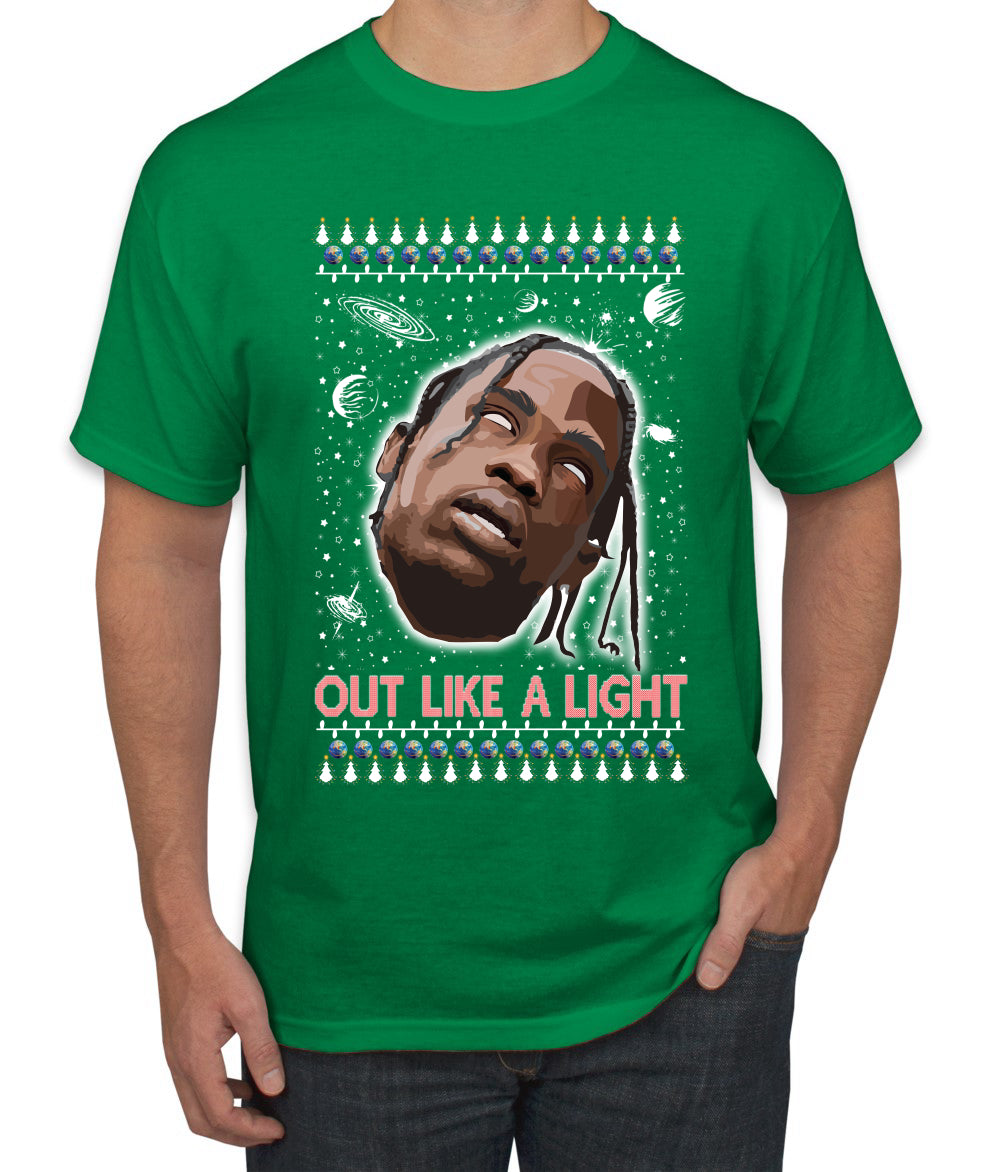 Out Like a Light, Christmas Gifts, Funny Xmas Gift Idea, Ugly Christmas Sweater Men's T-Shirt