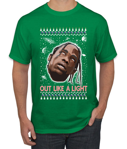 Out Like a Light, Christmas Gifts, Funny Xmas Gift Idea, Ugly Christmas Sweater Men's T-Shirt