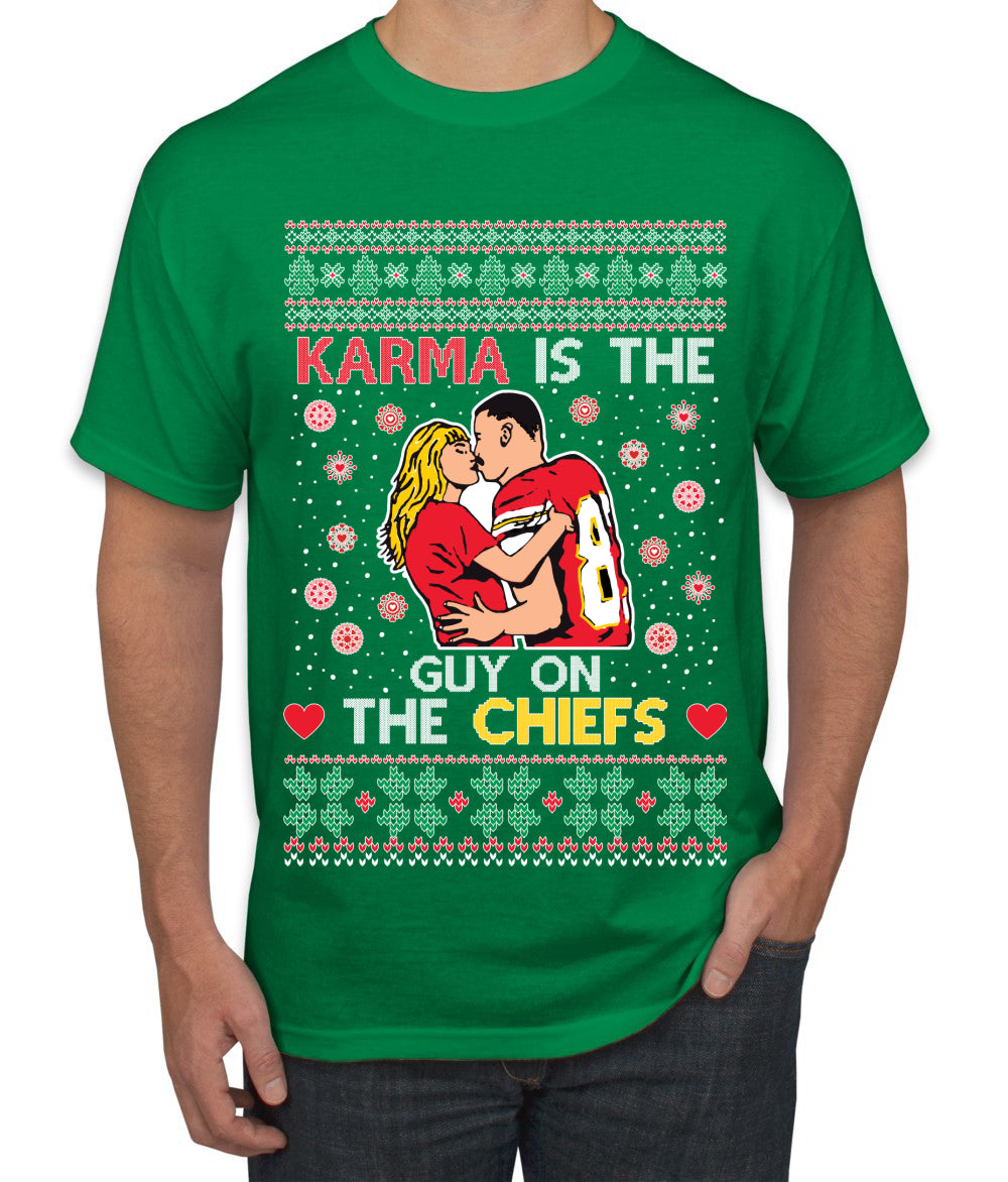 Karma is the Guy on the Football Team, Christmas Gifts, Funny Xmas Gift Idea, Ugly Christmas  Men's T-Shirt