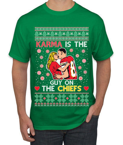 Karma is the Guy on the Football Team, Christmas Gifts, Funny Xmas Gift Idea, Ugly Christmas  Men's T-Shirt