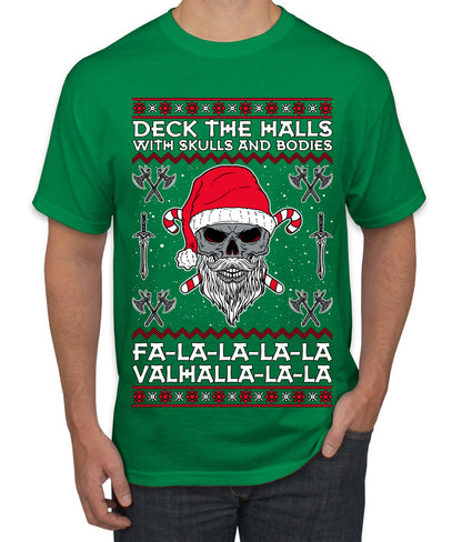 Valhalla Deck The Halls With Skulls & Bodies Movie Xmas Shirt, Christmas Gifts, Funny Xmas Gift Idea, Ugly Christmas Sweater Men's T-Shirt