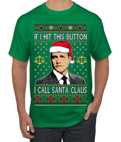 TV Show Parody Harvey Hit This Button I Call Santa Specter, Christmas Gifts, Funny Xmas Gift Idea, Ugly Christmas Sweater Men's T-Shirt