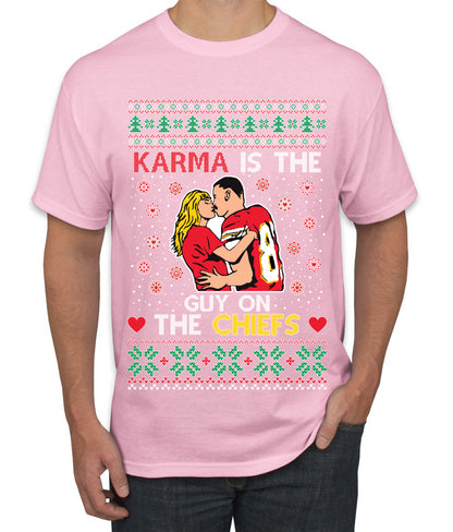 Karma is the Guy on the Football Team, Christmas Gifts, Funny Xmas Gift Idea, Ugly Christmas  Men's T-Shirt