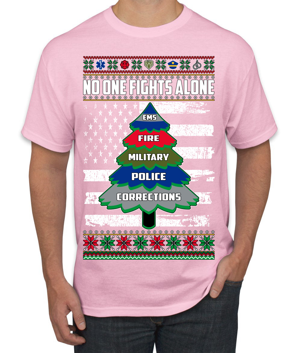 No One Fights Alone, The Heroes,  Christmas Gifts, Funny Xmas Gift Idea, Ugly Christmas Sweater Men's T-Shirt