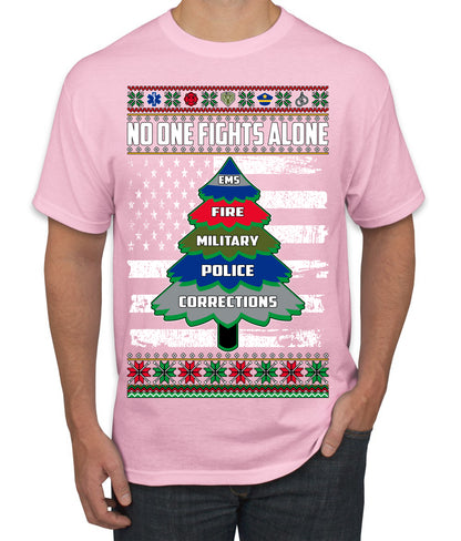 No One Fights Alone, The Heroes,  Christmas Gifts, Funny Xmas Gift Idea, Ugly Christmas Sweater Men's T-Shirt