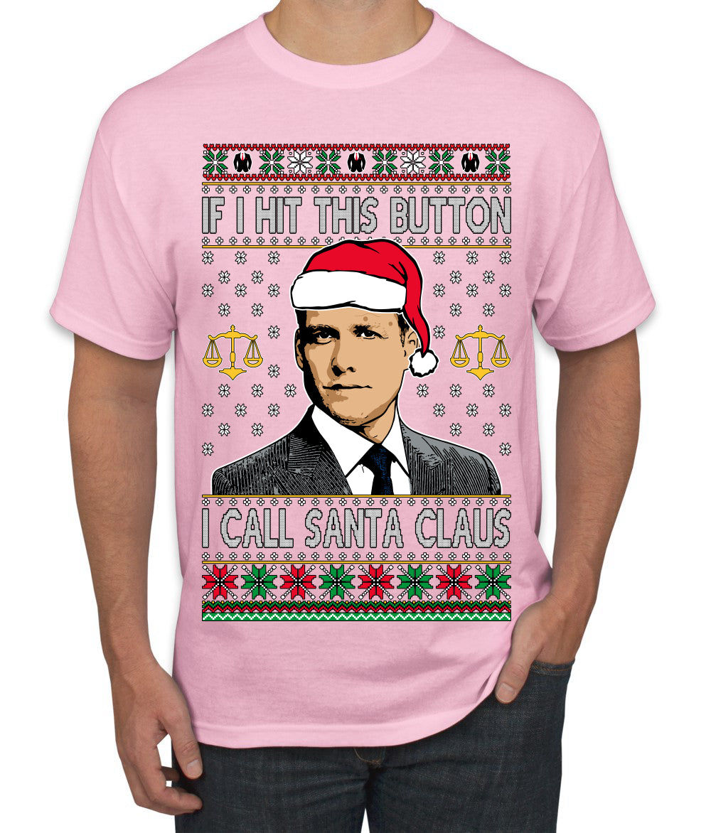 TV Show Parody Harvey Hit This Button I Call Santa Specter, Christmas Gifts, Funny Xmas Gift Idea, Ugly Christmas Sweater Men's T-Shirt