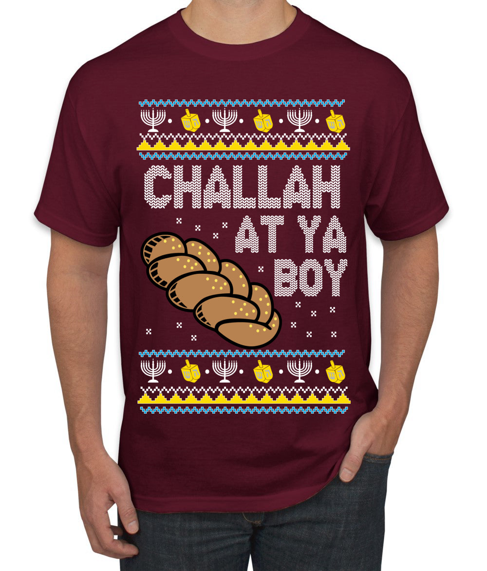 Challah At Ya Boy, Hanukkah Christmas Gifts, Funny Xmas Gift Idea, Ugly Christmas  Men's T-Shirt