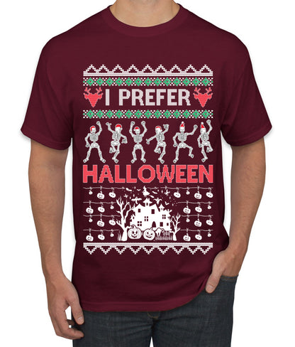 I Prefer Halloween Dancing Skeletons, Xmas Dancers, Christmas Gifts, Funny Xmas Gift Idea, Ugly Christmas  Men's T-Shirt