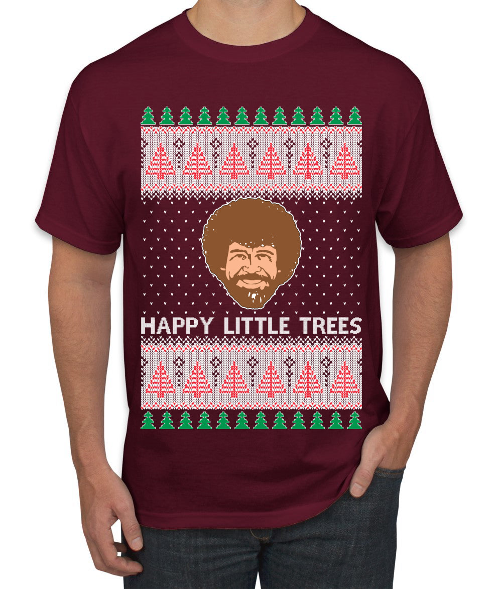 Bob Happy Little Trees Ross Painter, Christmas Gifts, Funny Xmas Gift Idea, Ugly Christmas  Men's T-Shirt