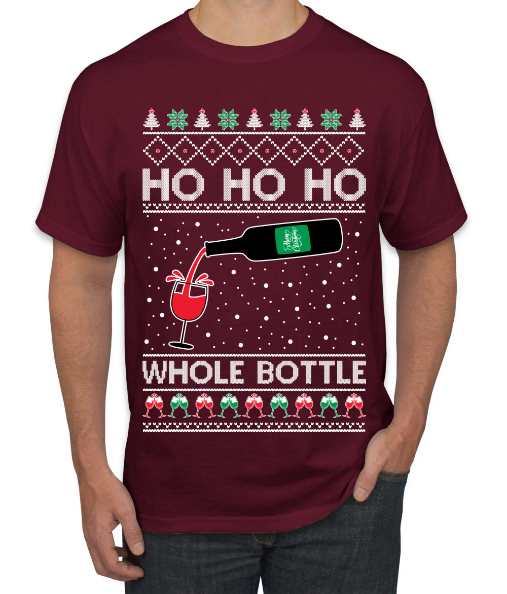 Ho Ho Ho Whole Bottle Wine Spirits, Christmas Gifts, Funny Xmas Gift Idea, Ugly Christmas  Men's T-Shirt