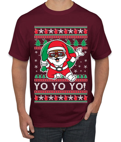 Yo Yo Yo Black Santa, Christmas Gifts, Funny Xmas Gift Idea, Ugly Christmas  Men's T-Shirt
