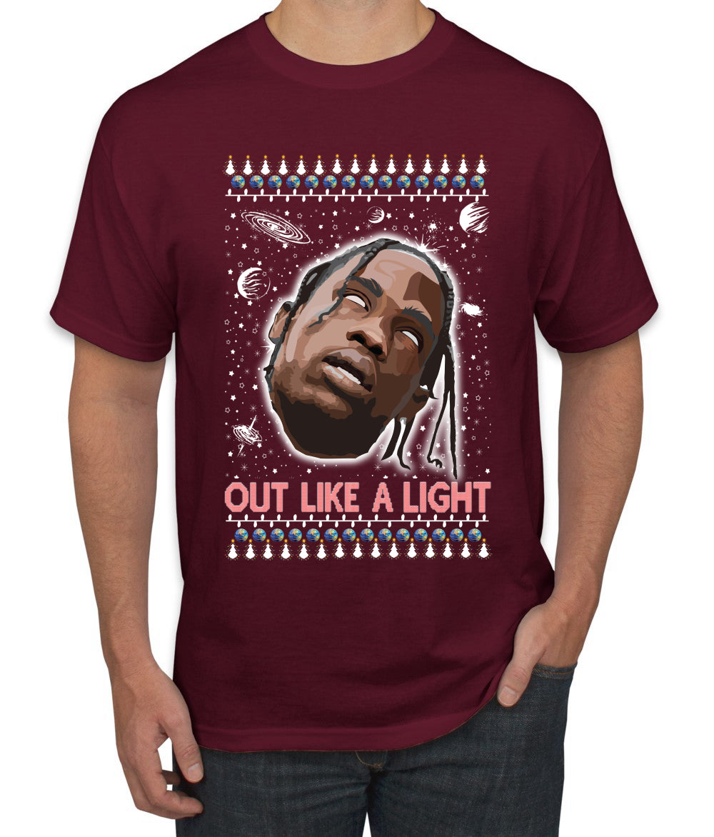 Out Like a Light, Christmas Gifts, Funny Xmas Gift Idea, Ugly Christmas Sweater Men's T-Shirt