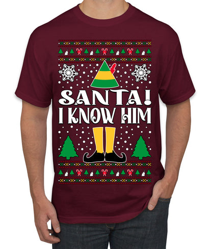 Santa! I Know Him Christmas Movie Quote , Christmas Gifts, Funny Xmas Gift Idea, Ugly Christmas Sweater Men's T-Shirt