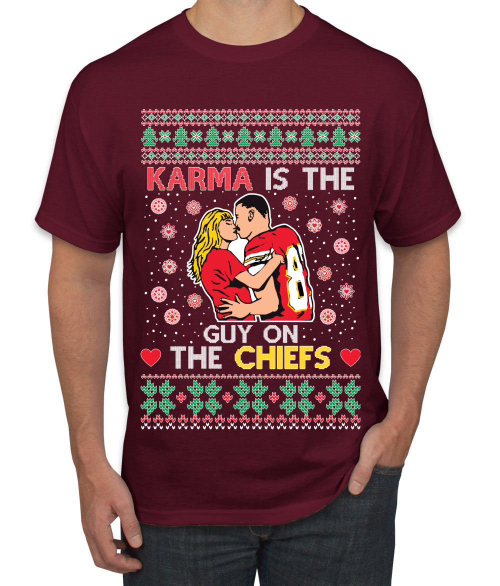 Karma is the Guy on the Football Team, Christmas Gifts, Funny Xmas Gift Idea, Ugly Christmas  Men's T-Shirt