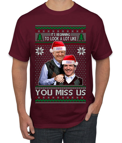 Trump Carlson 24 Beginning To Look Like You Miss Us, Christmas Gifts, Funny Xmas Gift Idea, Ugly Christmas Sweater Men's T-Shirt